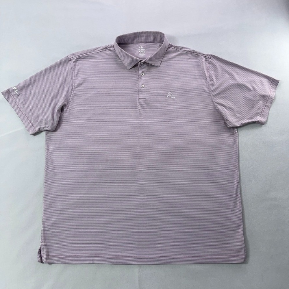 Rhoback Polo Shirt Men 3XL Purple Micro Stripe Performance Stretch Company Logo